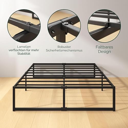 Zinus Lorelai Sommier 135 x 190 cm - Hauteur 36 cm - Base de lit Double en Acier - Lattes en métal - Montage Facile - Espace de Rangement - Noir - 4