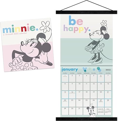 Calendario de pared y marco magnético de Minnie Mouse de Disney 2023