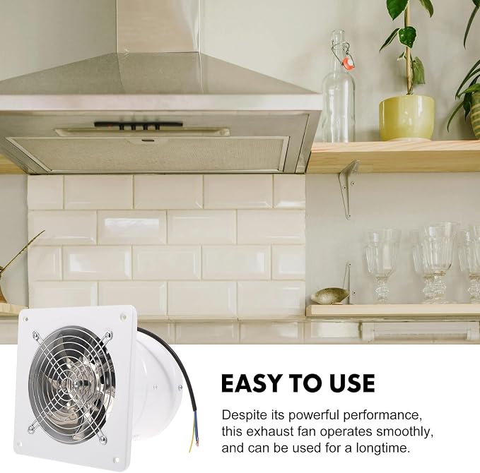 Ventilador de extracción de acero inoxidable SOLUSTRE con cubierta blanca, ventilador de ventilación de 6 pulgadas para cocina y baño, adecuado para oficina y garaje miniatura 6