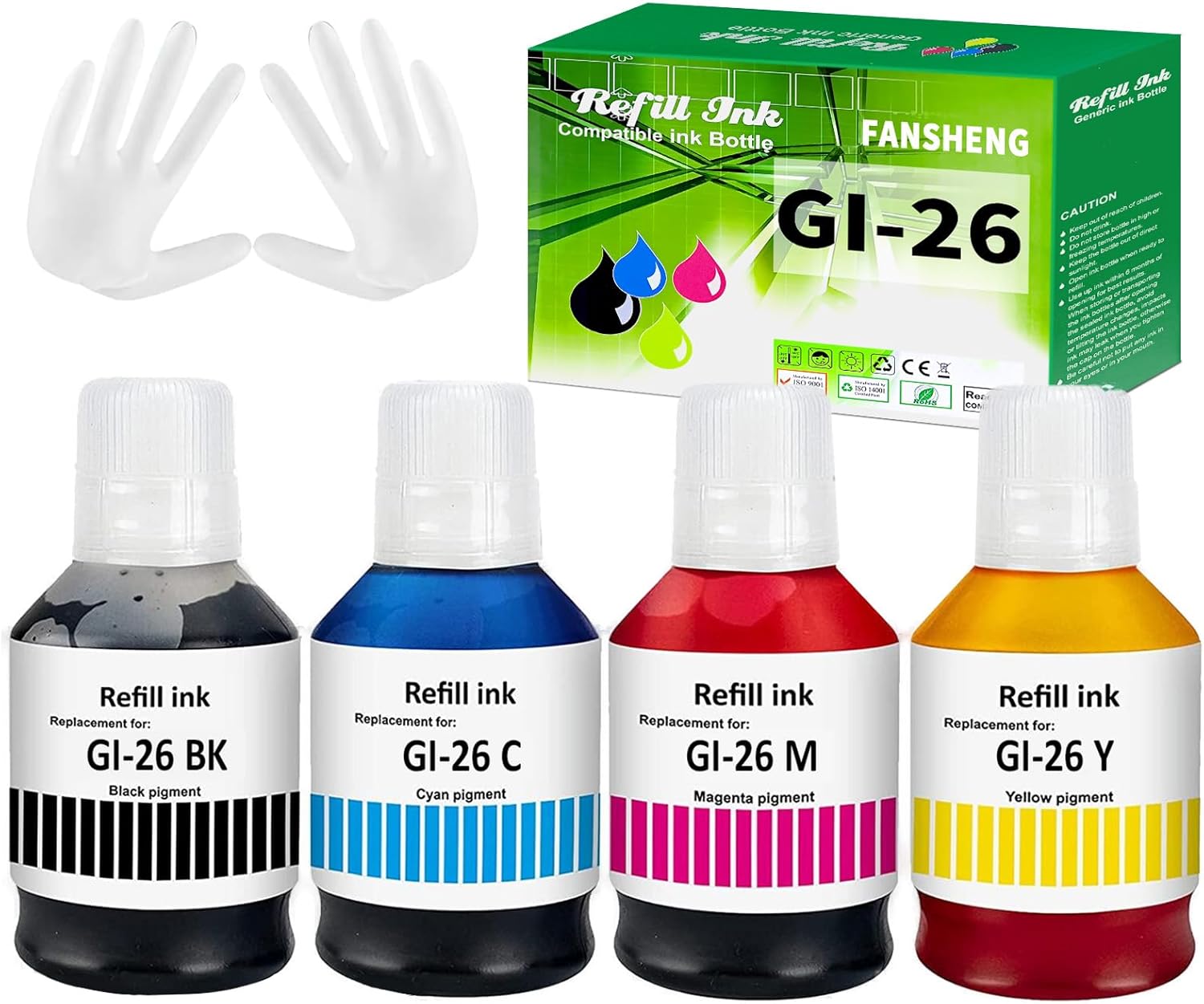 GI-26 GI26 Ink Refill Bottles GX7021 Ink Refill Bottles GX6021 Ink Compatible for Canon GI26 Ink Bottles Compatible for Canon MAXIFY GX7021 GX7020 GX6120 GX6020 GX5020 GX5120 GX4020 GX3020 4 Pack