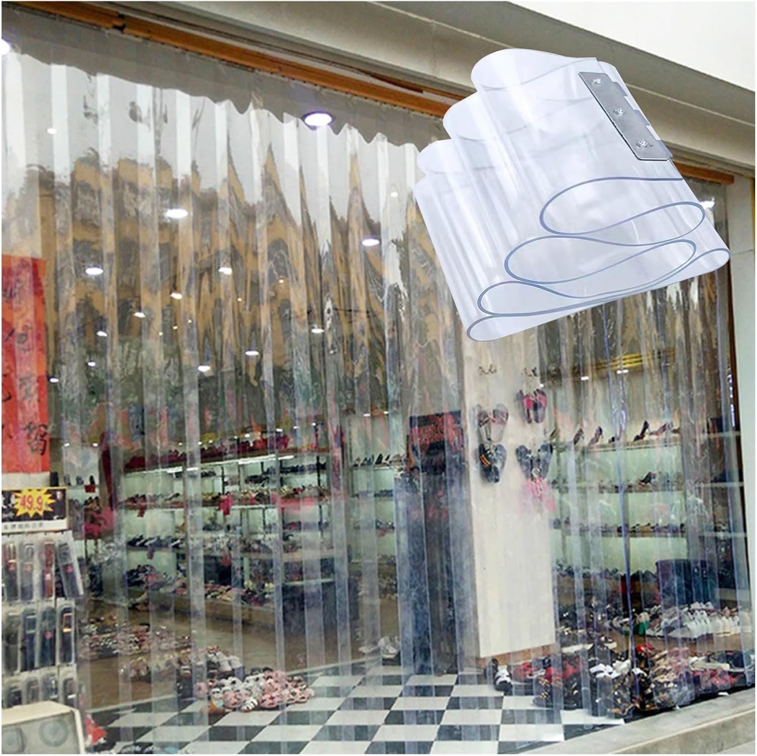 Clear PVC Tarpaulin Gazebo Door Curtain - Vinyl Strip Curtain Kit with Accessories - Transparent Smooth Plastic Strip for Outdoor Protection and Easy Access