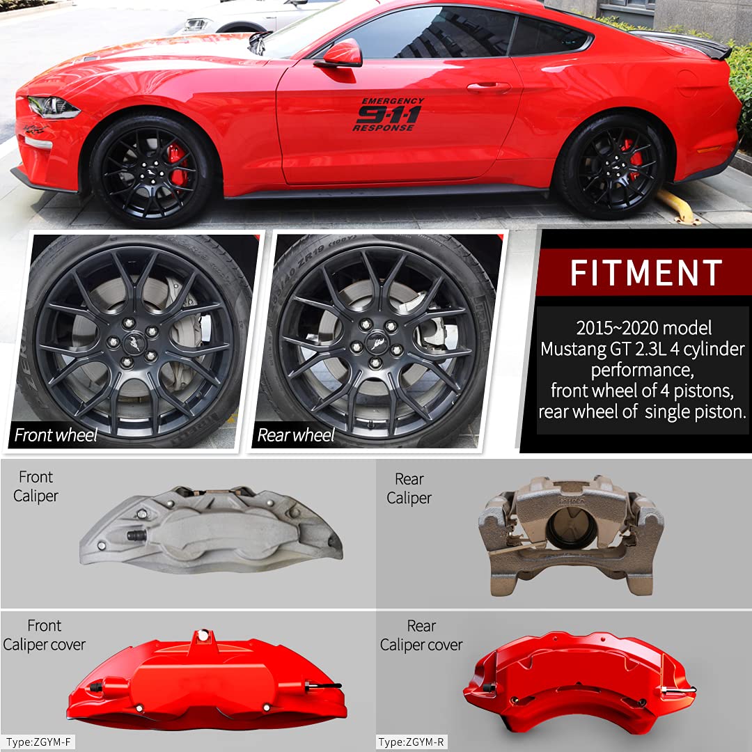 Amazon | AOOA キャリパーカバー レッドブレーキカバー マスタング