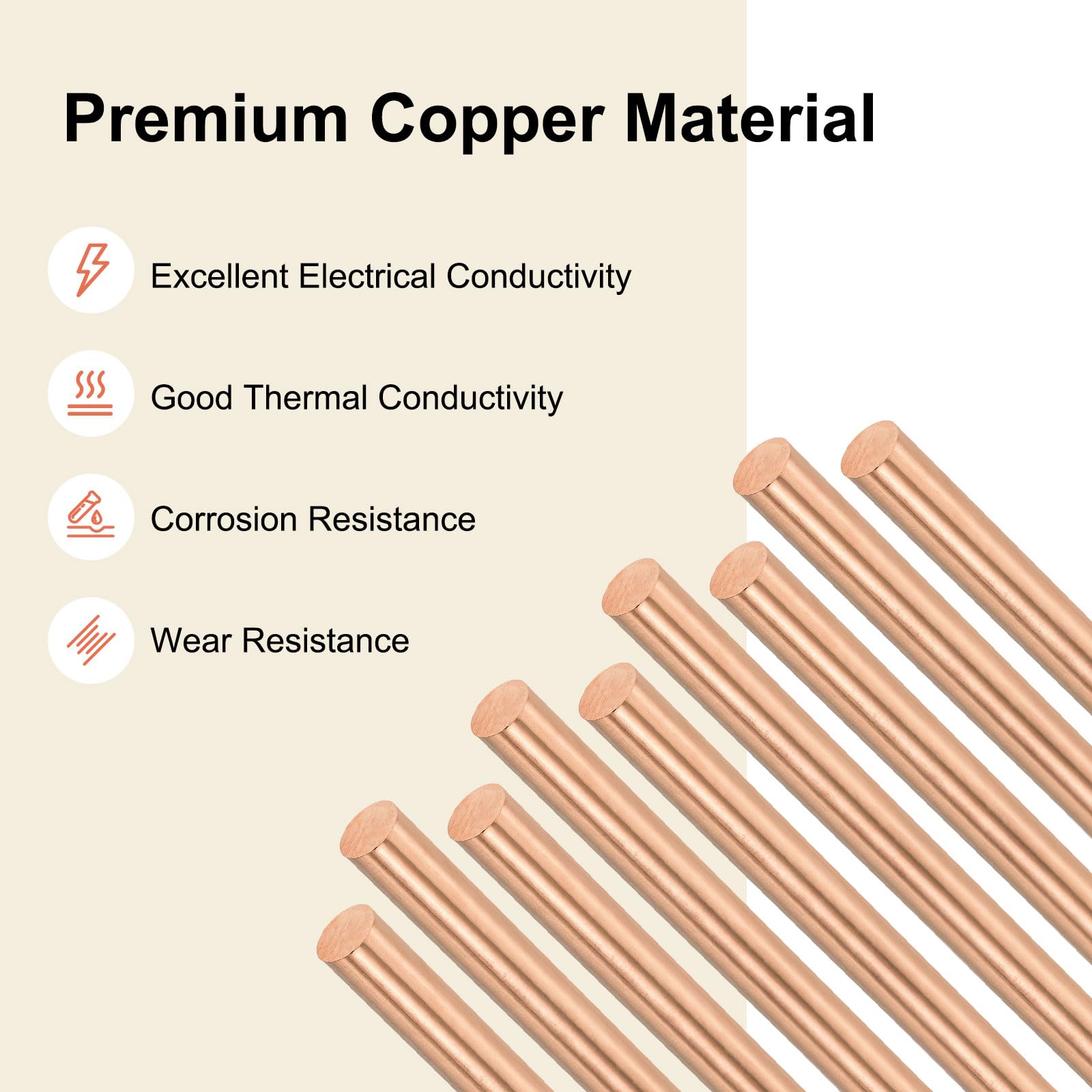 M METERXITY 2-Pack Copper Round Rod 8mm Dia. 3.94 Inch Length T2 Stock Solid Rod Lathe Bar for Metal Crafts DIY/Gardening/Industry/Decoration Pure Copper Tube