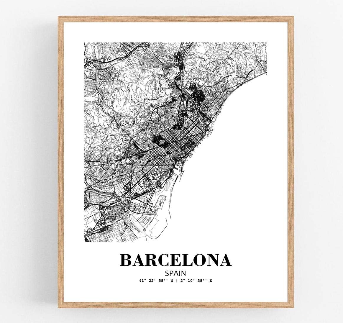 Eleville 8X10 Unframed Barcelona Spain City View Abstract Road Modern Map Art Print Poster Wall Office Home Decor Minimalist Line Art Hometown Housewarming wgn252