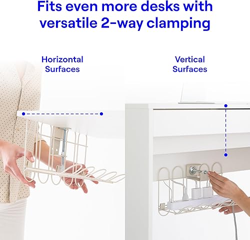 Miniatura 7 de BedShelfie Paquete de bandeja de cables CarryUp debajo del escritorio, perfecto para dormitorio universitario, accesorios de cama alta, organizador