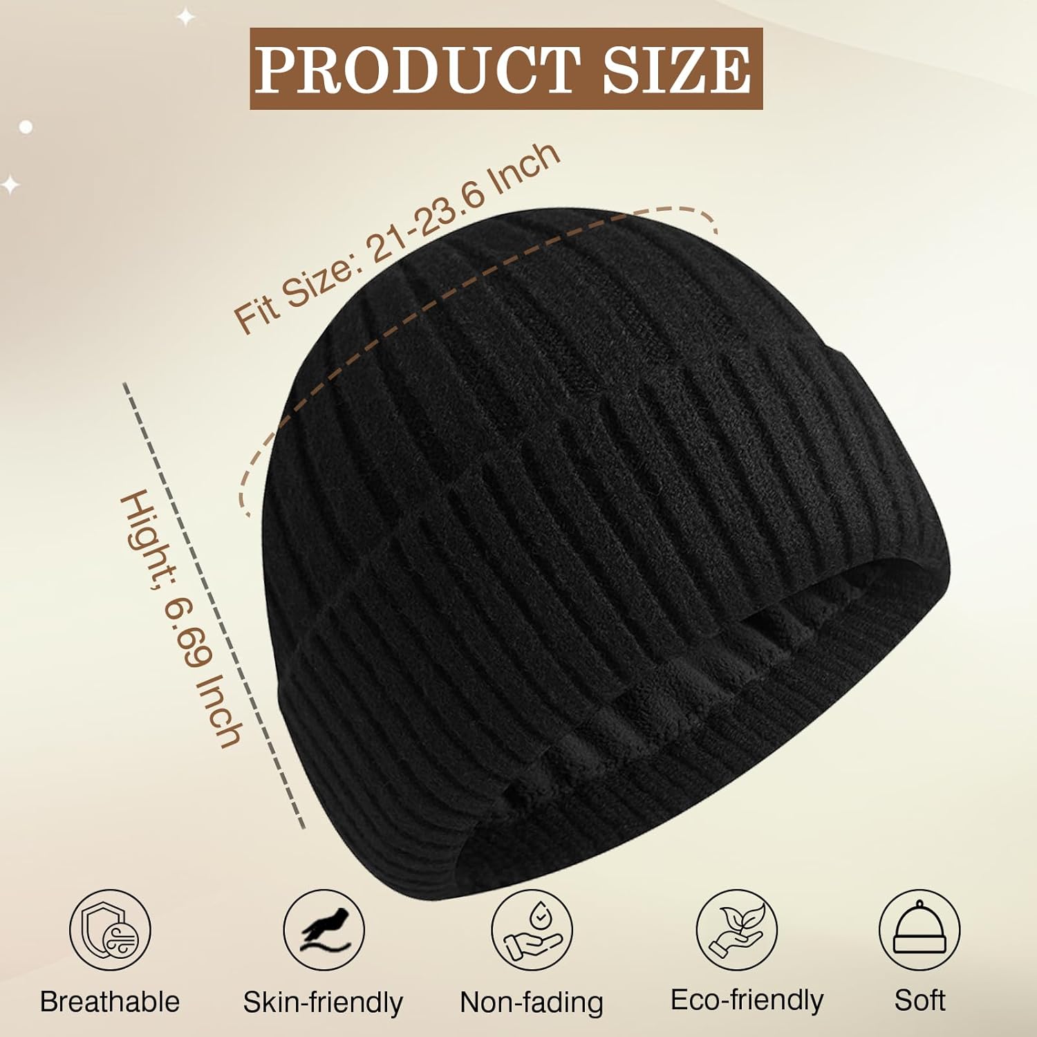 Winter Fleece Lined Beanie Hat for Men Women, Unisex Fashion Thermal Cuffed Knit Skullcap Warm Winter Hat - Image 2