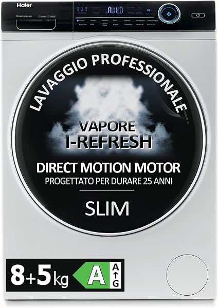 Haier I-Pro Serie 7 Lavasciuga Slim 8+5 Kg con Trattamento Antibatterico