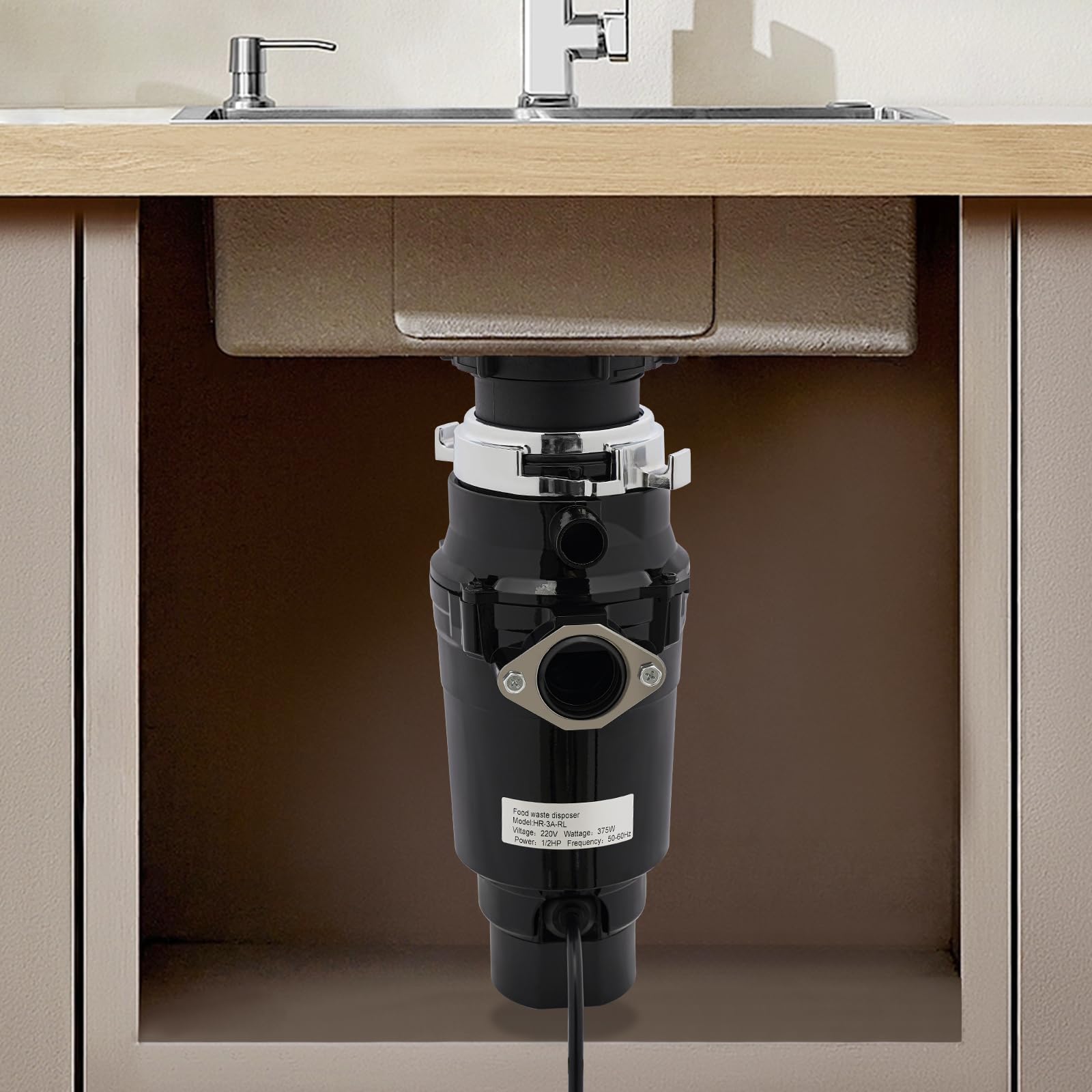Trituradora Fregadero 375W Trituradora de Residuos de Cocina Fregadero Sistema de Eliminación de Residuos de Alimentos Trituradora de Alimentos Trituradora de Residuos para Fregadero de Cocina