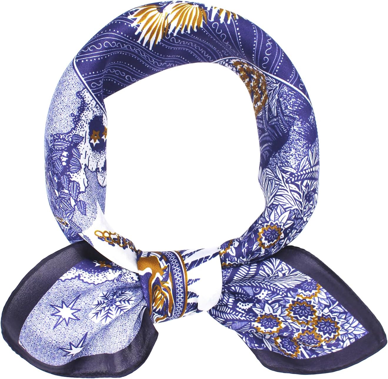 ANDANTINO100% Real Mulberry Silk Scarf -21'' x 21''- Lightweight Neckerchief –Women Men Small Square Digital Printed Scarves
