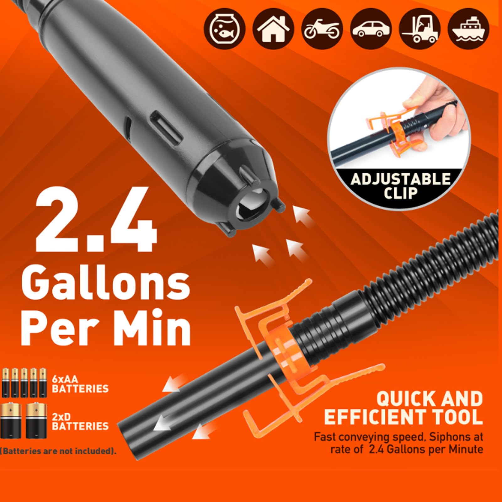 2.4 GPMElektrische Transferpumpe, pompe de transfert de liquide, pompe à essence pour bidon, pompe à essence électrique alimentée par batterie, pompe à bidon, pompe à huile électrique portable pour