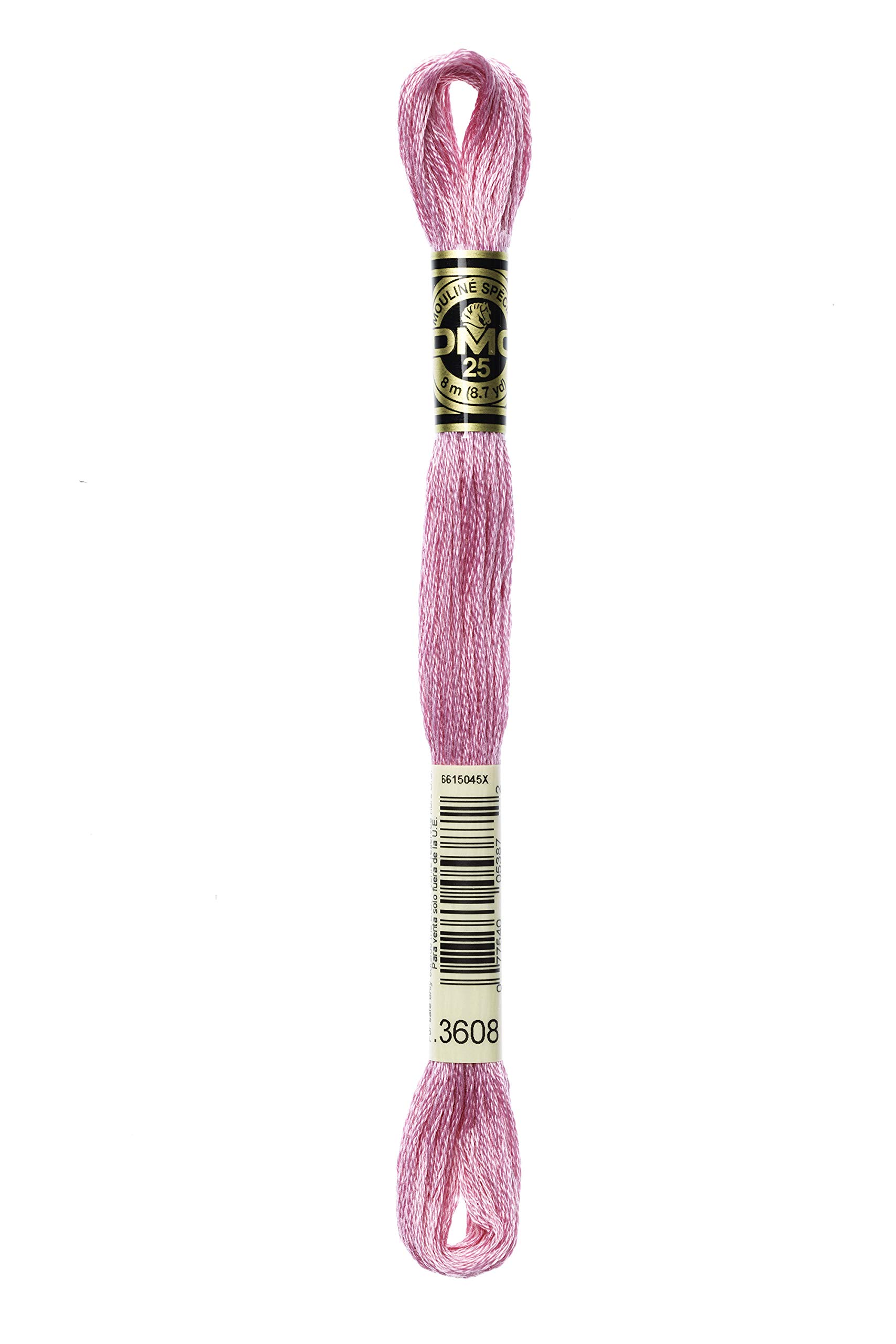 DMC 117-3608 Mouline Stranded Cotton Six Strand Embroidery Floss Thread, Very Light Plum, 8.7-Yard