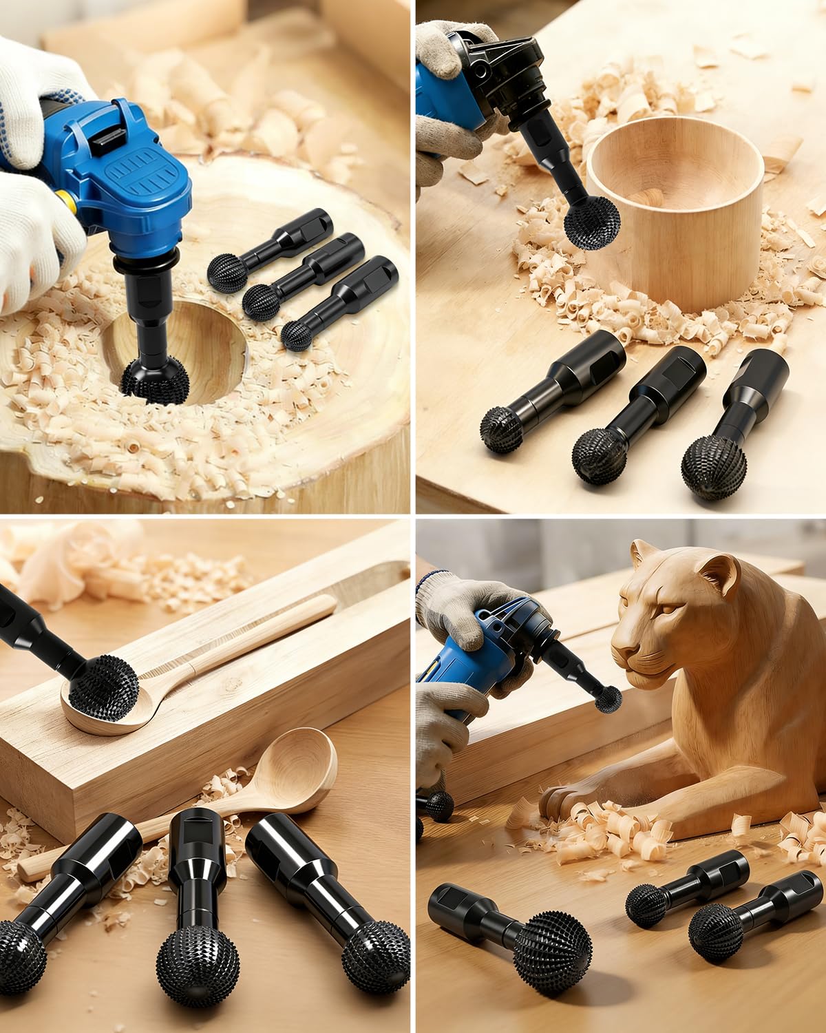 Pomsare Rotary Burr Set - 4 Sphere Burrs for Angle Grinders -7