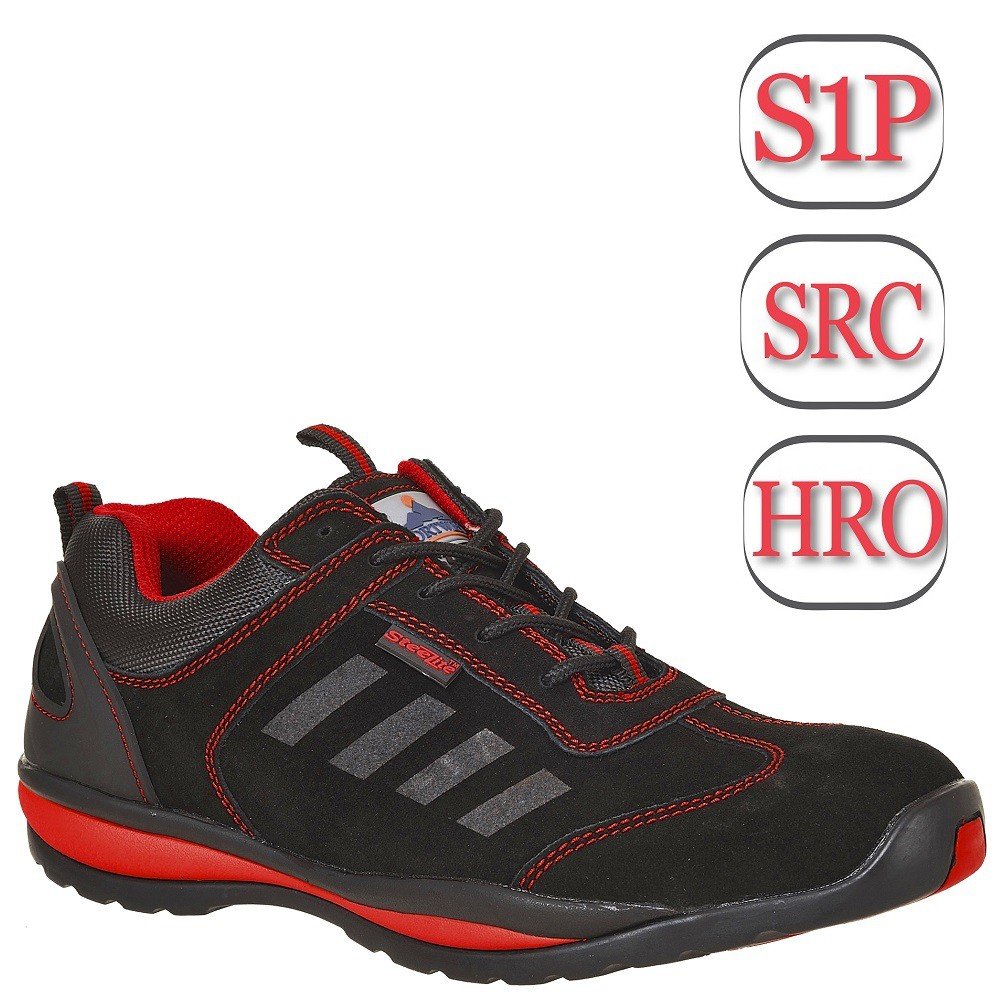 Portwest Deportivo Steelite Lusum S1P Hro, Tamaño: 44, Color: Rojo, FW34RER44