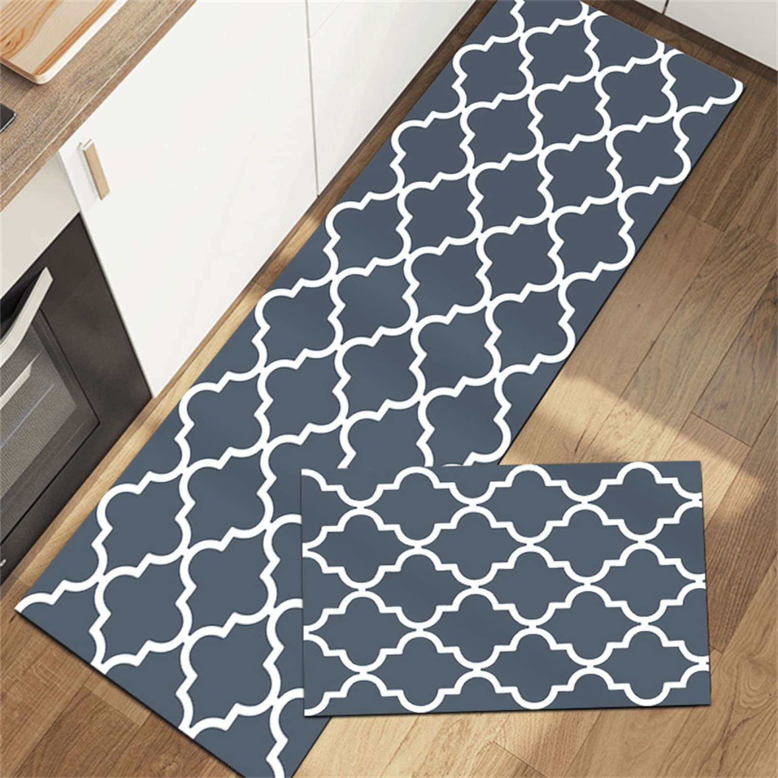 Lot de 2 tapis de cuisine antidérapant et lavable motif géométrie sol