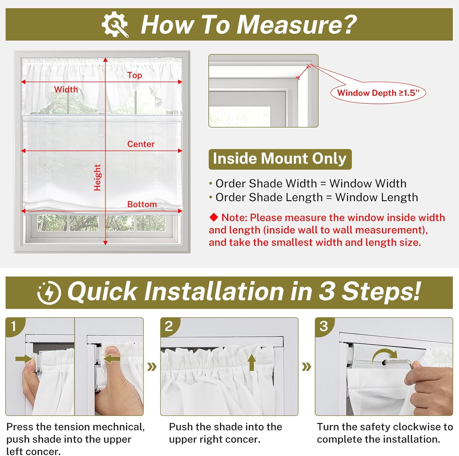 Custom No Drill Top Down Bottom Up Shades - Light Filtering Cordless Roman Shades, Privacy Sheer Window Blinds for Home Kitchen, Warm Beige Lattice