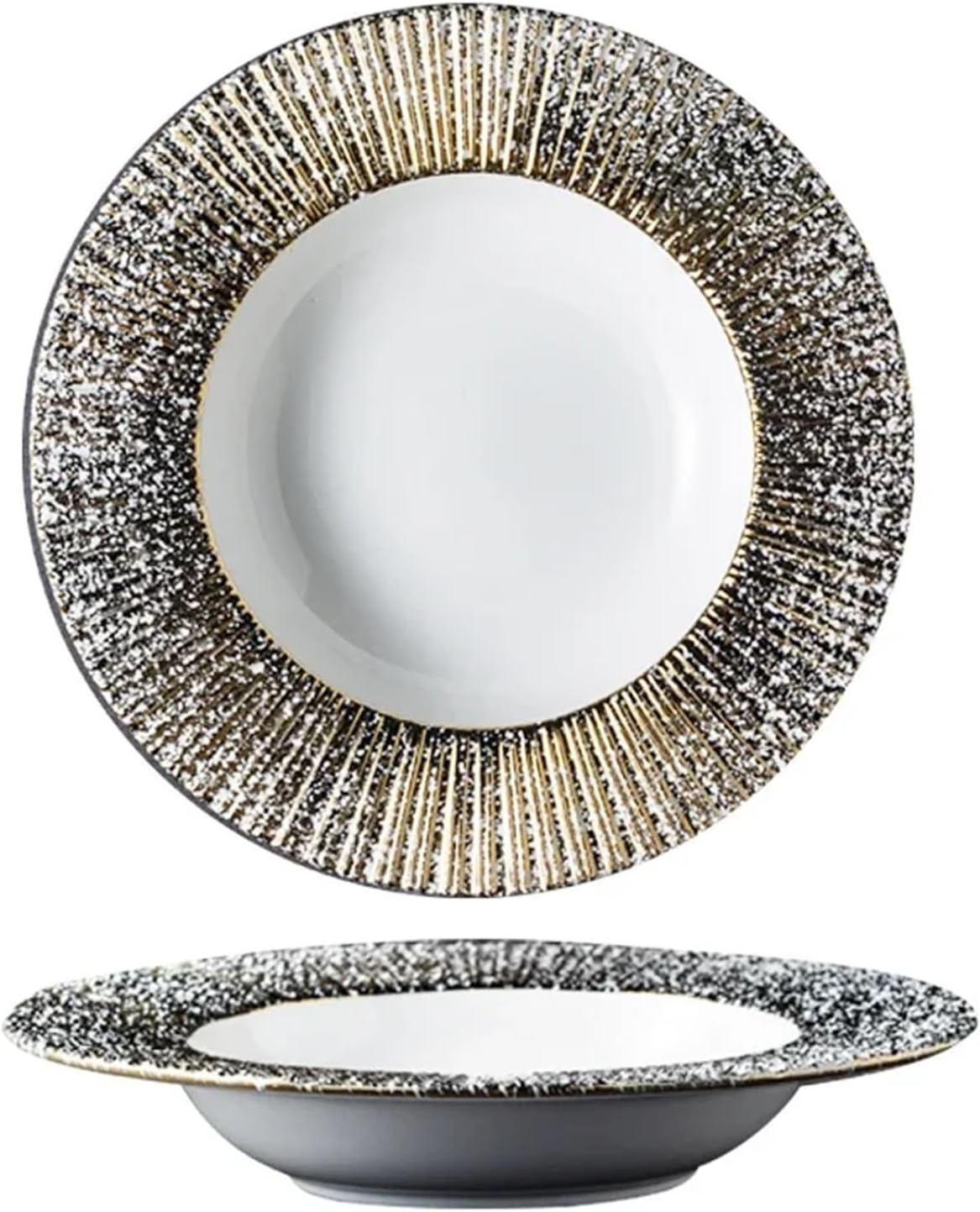 Creative Straw Hat Shape Ceramic Plate, Western Pasta Soup Plate for Steak & Modern Home Restaurant Tableware,1pcs(B2-28cm)