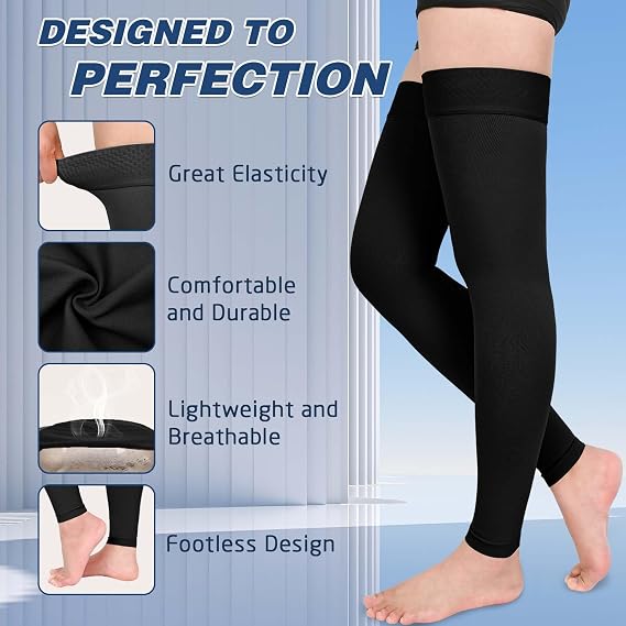 KTINNEAD 2 Pack Thigh High Compression Socks,15-20mmHG Compression Stocking