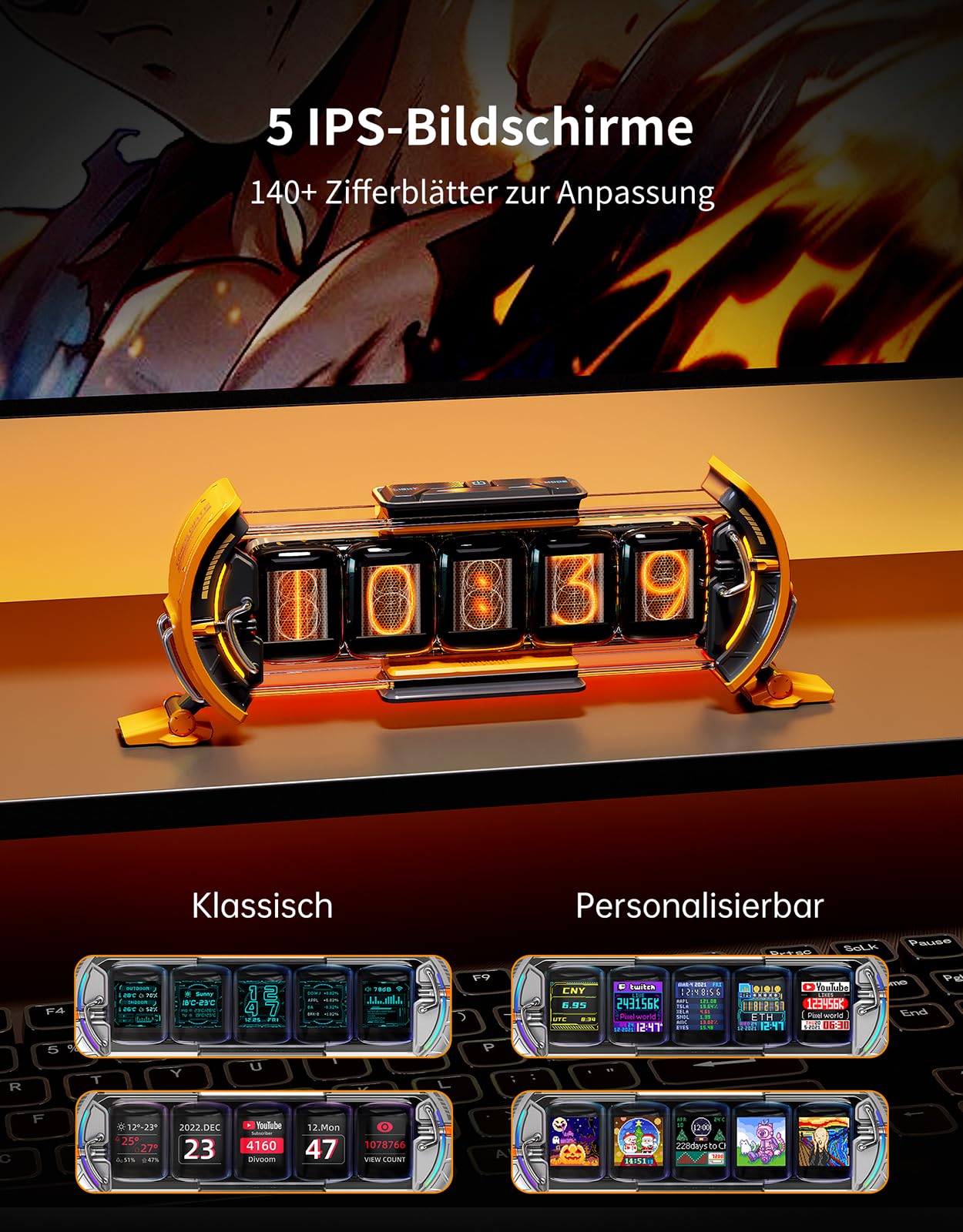 Divoom Times Gate Cyfrowy Zegar Gamingowy RGB LED Smart APP WLAN