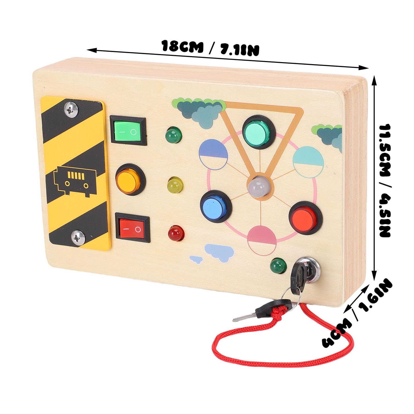 Tavola Sensoriale in Legno, Giocattolo di attività Educative con Luce LED, Sviluppo della Coordinazione Occhio-mano, Interruttori Tattili per abilità Motorie Fini