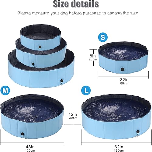 Miniatura 6 de OWNPETS Piscina plegable para mascotas con cepillo de baño, piscina plegable para perros, piscina de plástico duro antideslizante, piscina para