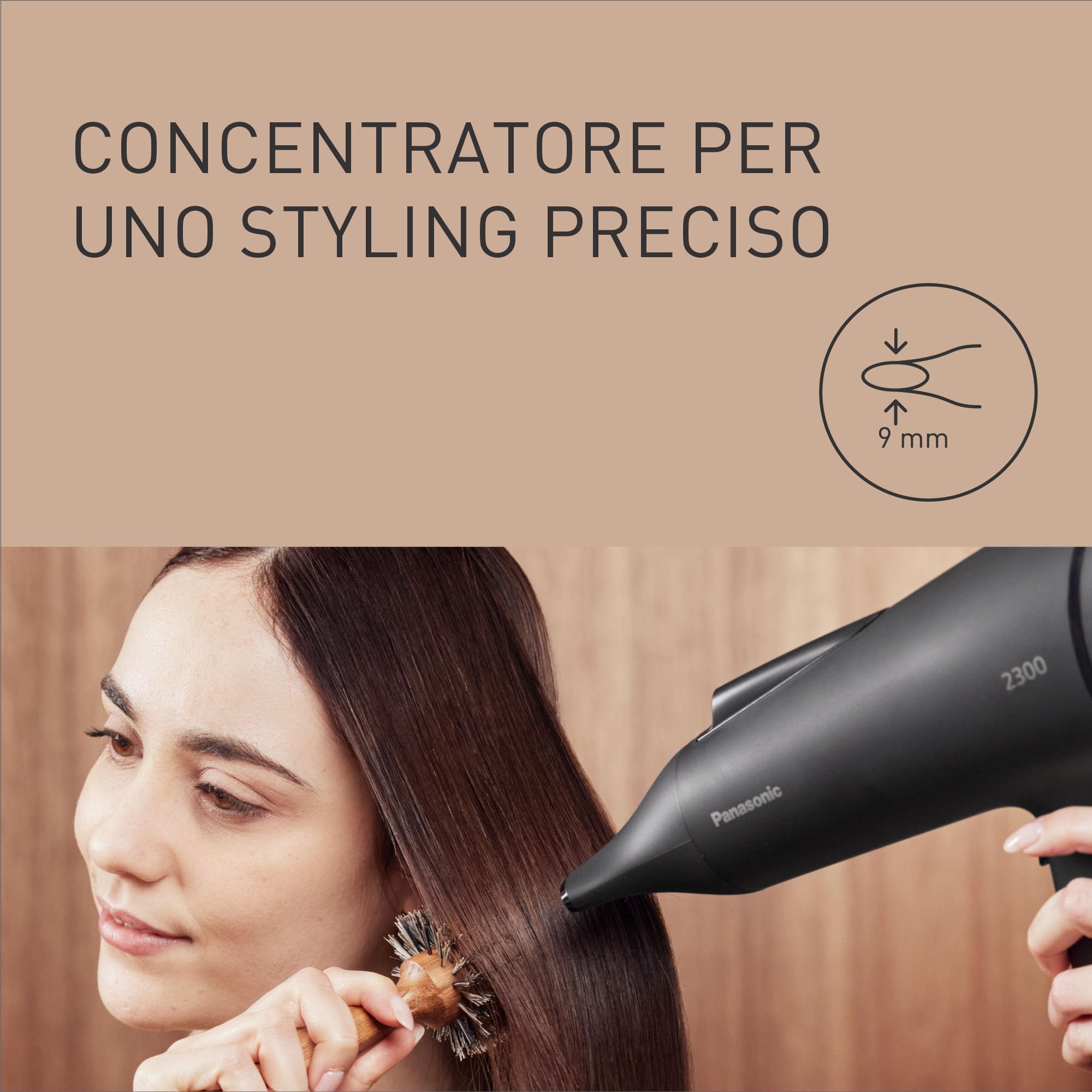 Panasonic EH-NE85-K825 Asciugacapelli agli Ioni Serie Fast Dry con Diffusore, Beccucci Air Boost e Concentratore, Modalità Protezione dal Calore, Tecnologia agli Ioni, 2300W, Filtro Easy-Clean, Nero