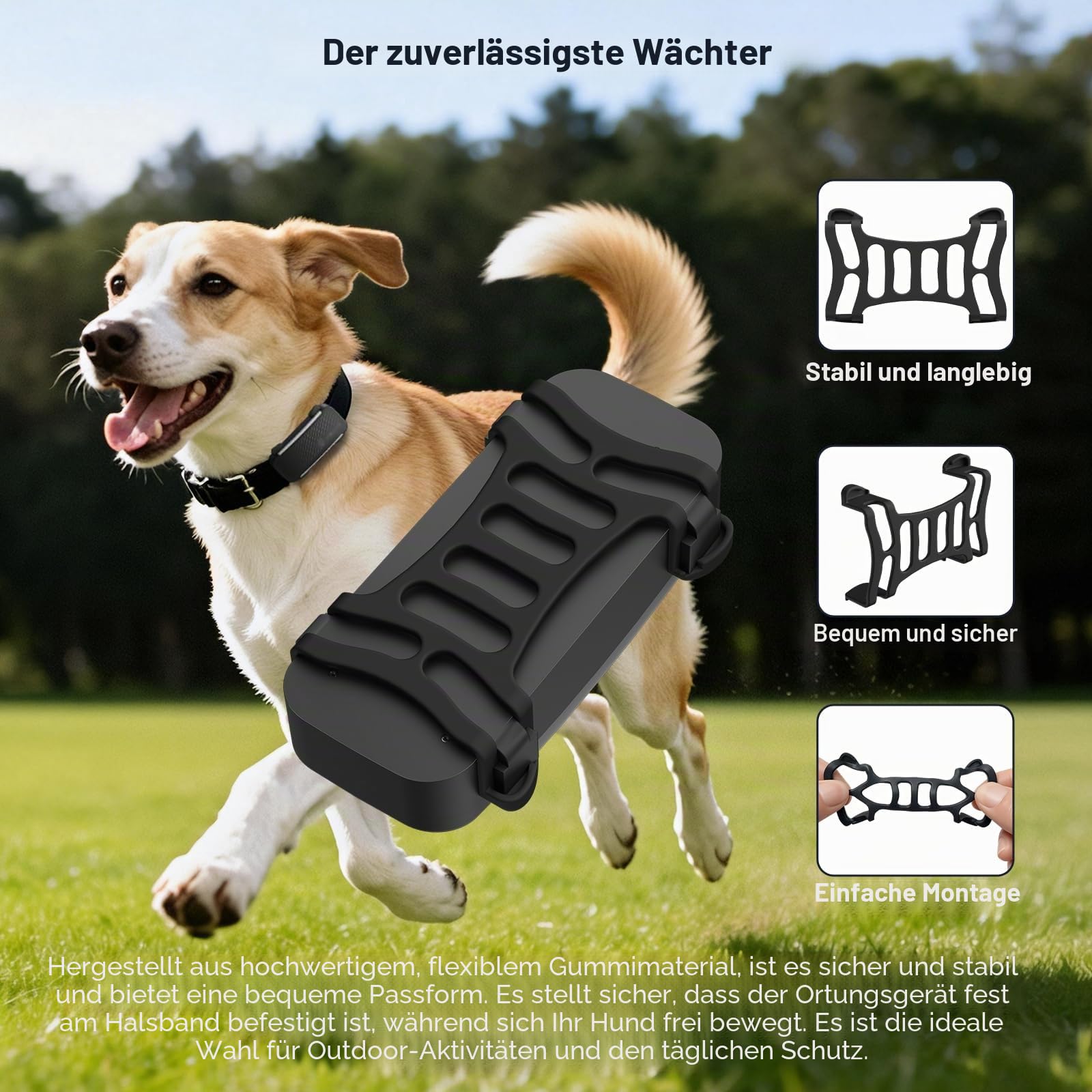 Dog 6 GPS Tracker Gummi Clip Kompatibel mit Tracti GPS Pet Location Activity Tracker Ersatz Gummi Befestigung Schwarz Clips - 4 Stück