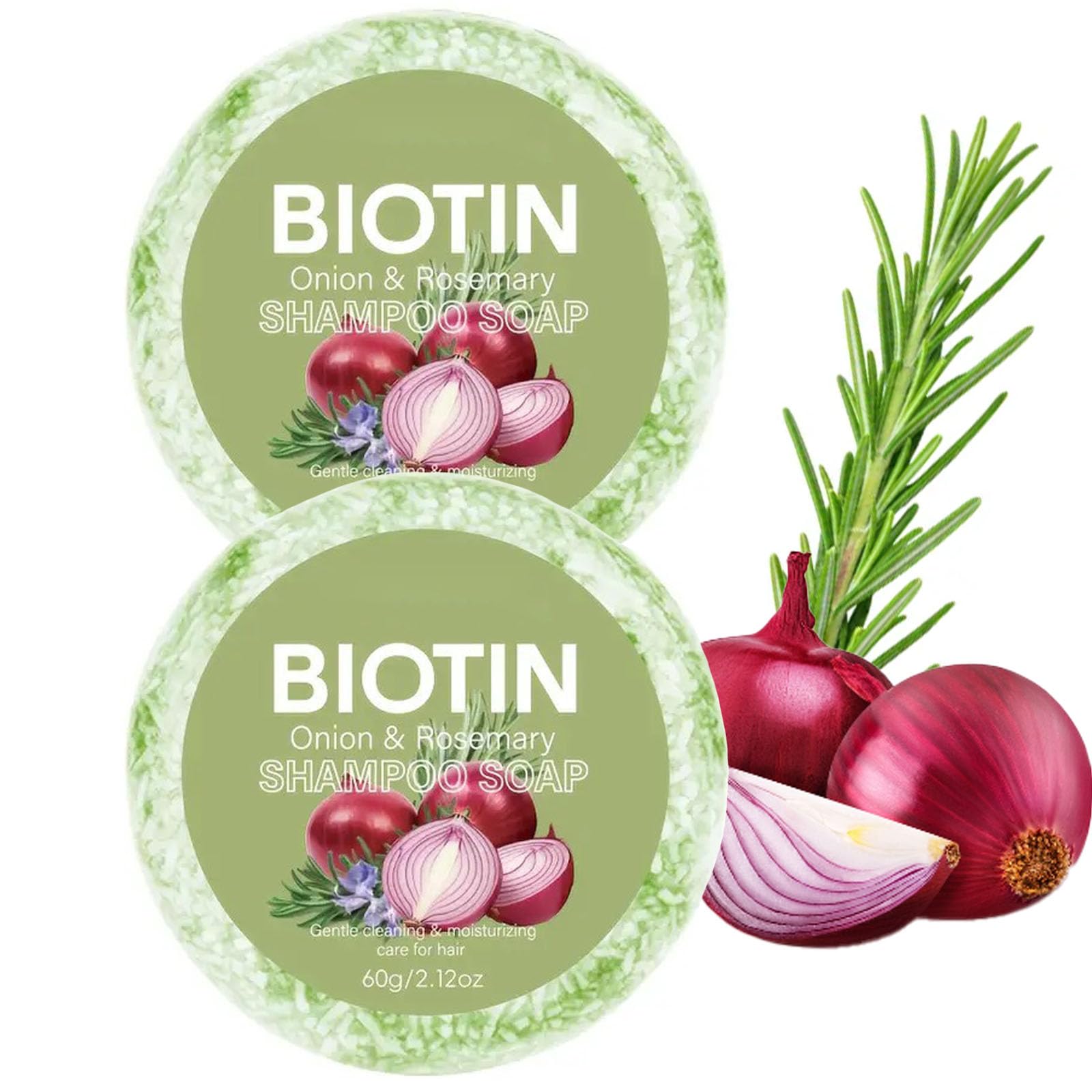 2 PC Onion Biotin and Rosemary Shampoo Bar for Hair Growth Onion Biotin Shampoo Bar for Hair Loss