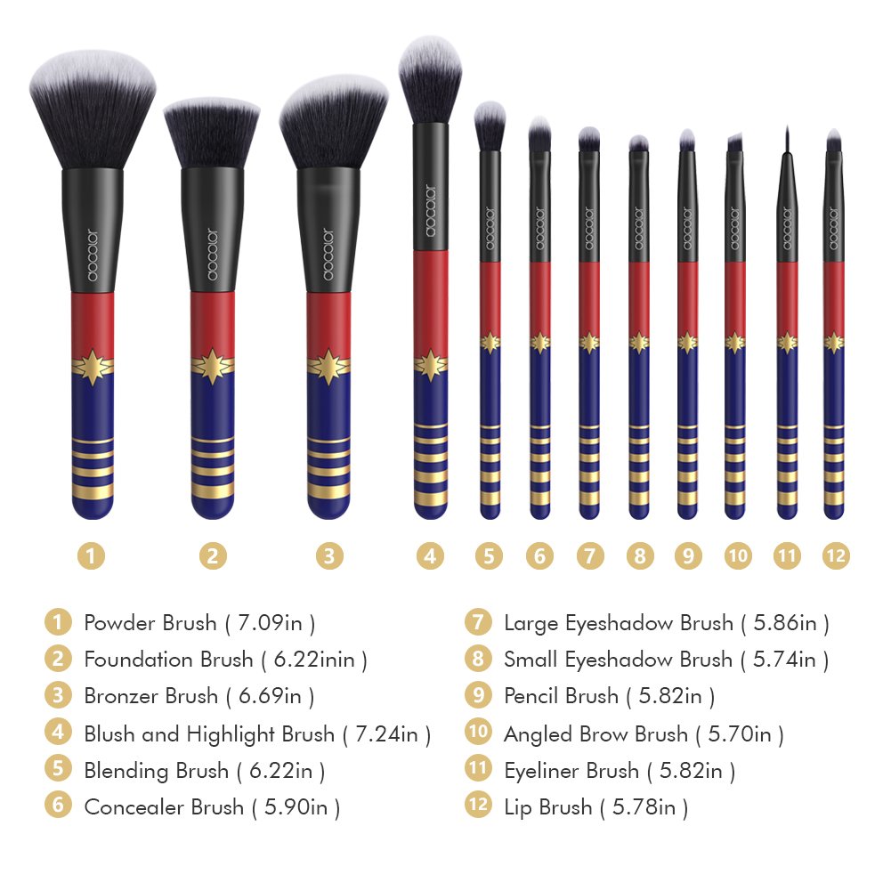 Docolor Makeup Brush Set 12PCS Premium Synthetic Foundation Brushes Set Brushes Kit for Eyeshadow Blending Blush Powder Concealers