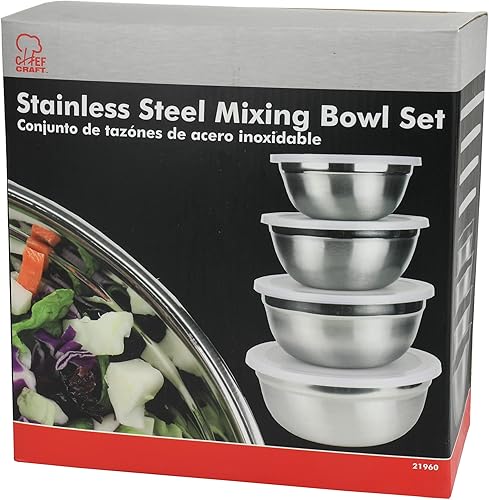 Miniatura 2 de Chef Craft Select Prep - Juego de cuencos con tapa, 75 cuartos de galón, 1 cuarto de galón, 1.5 cuartos de galón y 2 cuartos de galón, acero