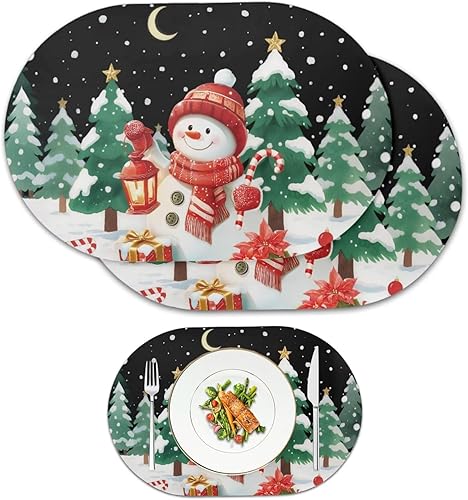 Miniatura 67 de Juego de 6 manteles individuales lavables para mesa de comedor, resistentes al calor, mesa de cocina, decoración del hogar, lavable, ovalada, de