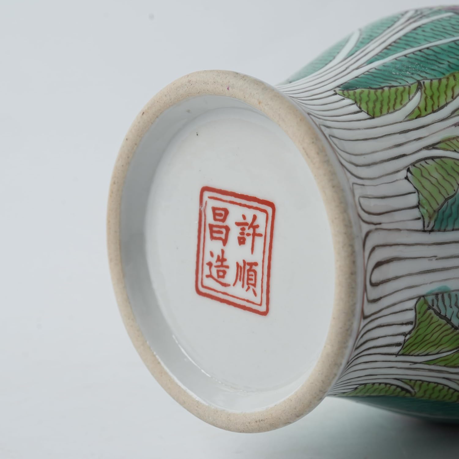 Chinese Hand-Painted Pastel Bok Choy Ceramic Ginger Jar Butterfly Pattern Rice Drum Ceramic Jar Desk Storage Lidded Jar for Living Room Bedside Decor Home Decor (Olive)