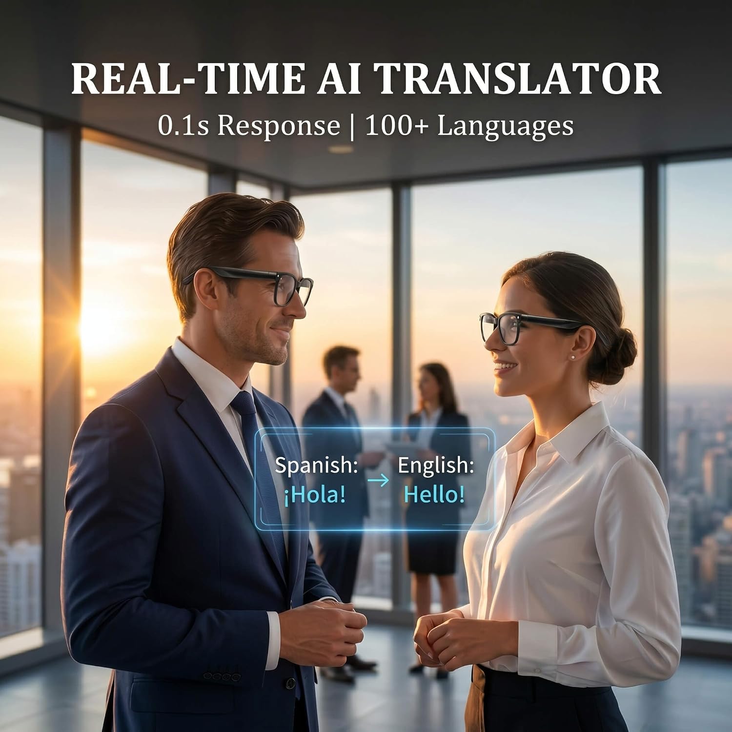 EarlySincere AI Smart Glasses with 4K Camera & ChatGPT, Photochromic Transition Lenses + Extra Blue Light, Real-time Translator & Meeting Minutes, Voice Control Smart Wearable