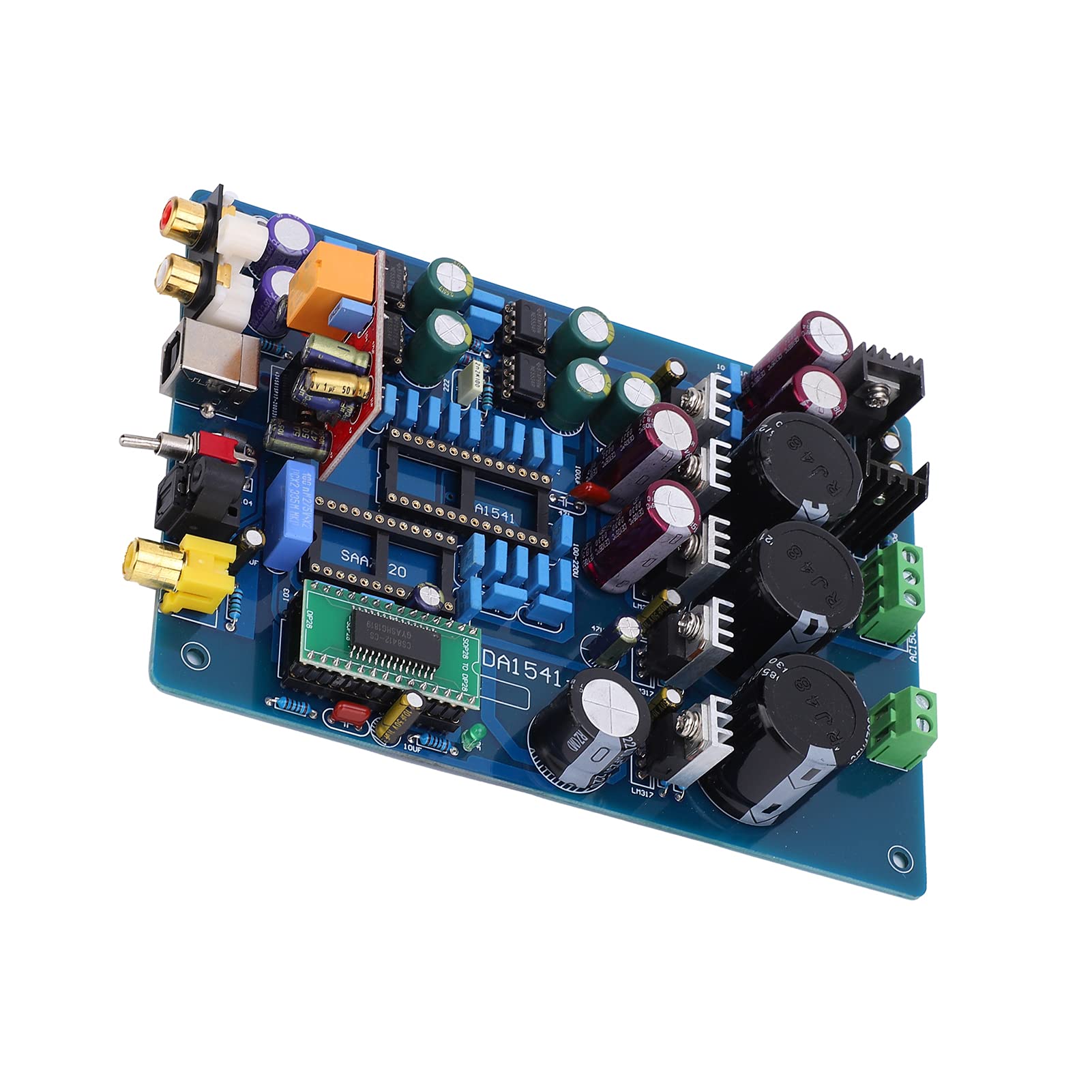 Aramox Placa Decodificadora Coaxial Módulo Decodificador PCB CYJ TDA1541 con USB PCM2704 2x4700UF Condensadores Rectificador Completo para Amplificadores Usuarios de Componentes Electrónicos