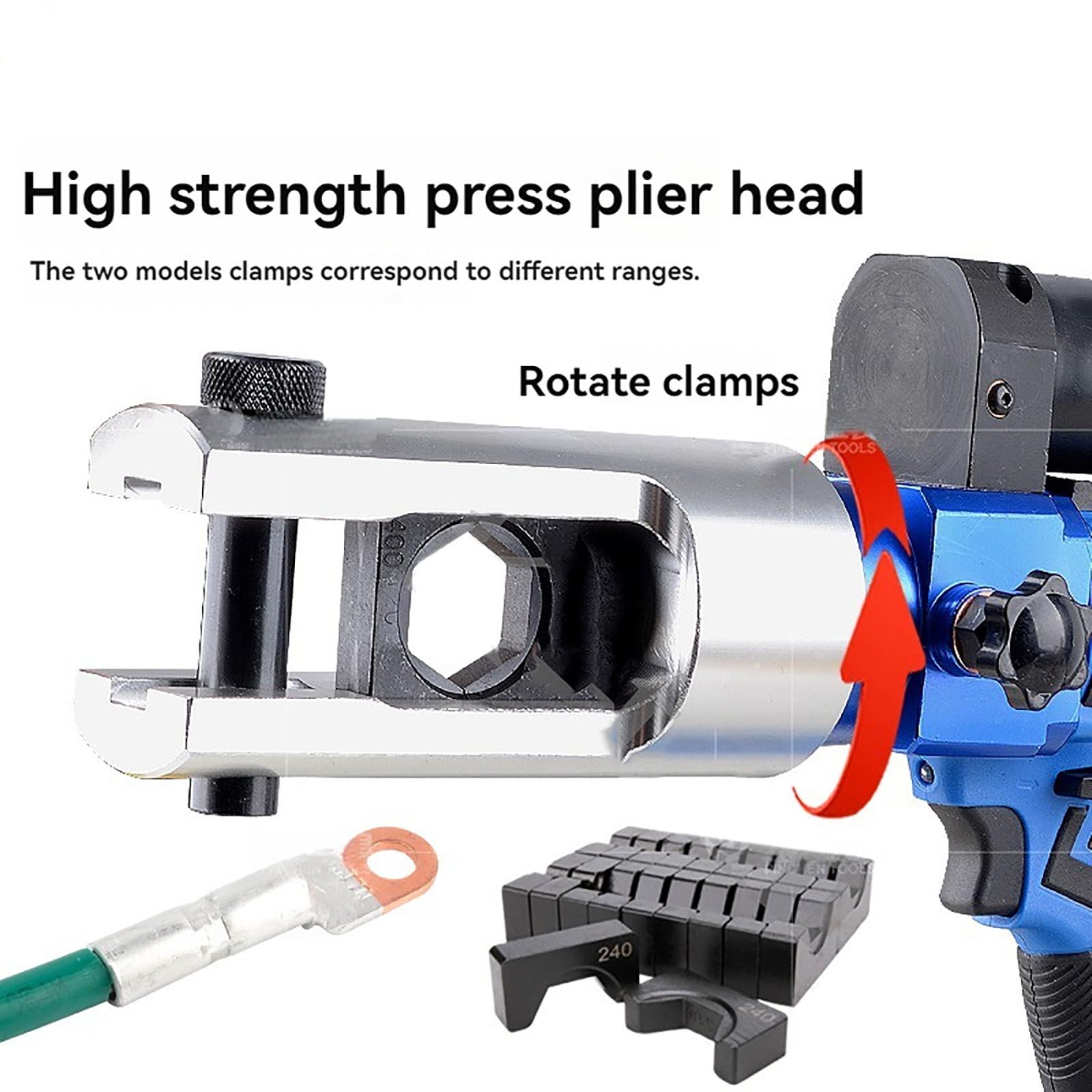Kit De Crimpadora HidráUlica InaláMbrica, Crimpadora De Cables HidráUlica EléCtrica, con 2 BateríAs, para Terminales De Cobre Y Aluminio De 4/16-70/300/400/500 mm² 70mm²