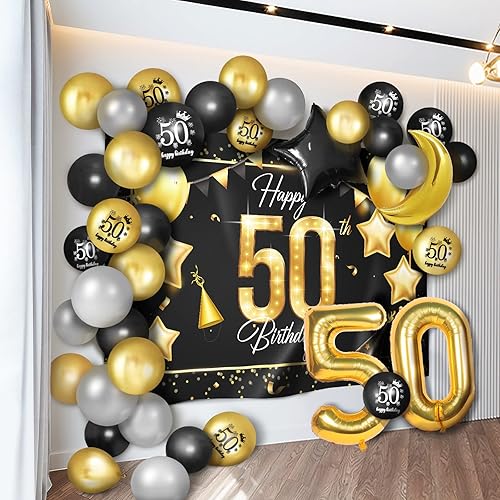 Miniatura 38 de Juego de globos dorados de feliz cumpleaños número 31 – Saludos a los 31 años de edad, guirnalda temática de fiesta con estrellas y luna, decoración