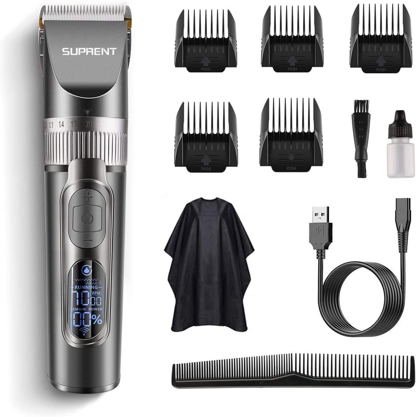 SUPRENT™ Cordless Rechargeable Hair Clippers for Men, Waterproof Hair