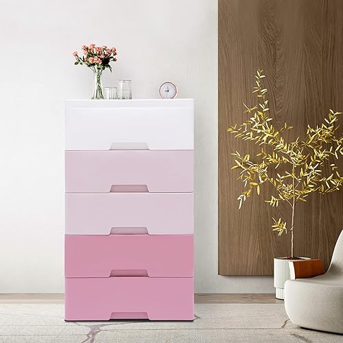 Miniatura 2 de Armario organizador apilable de 5 cajones, pequeño cajón, archivador apilable, organizador de cajones de plástico, gabinete de oficina con cajones,