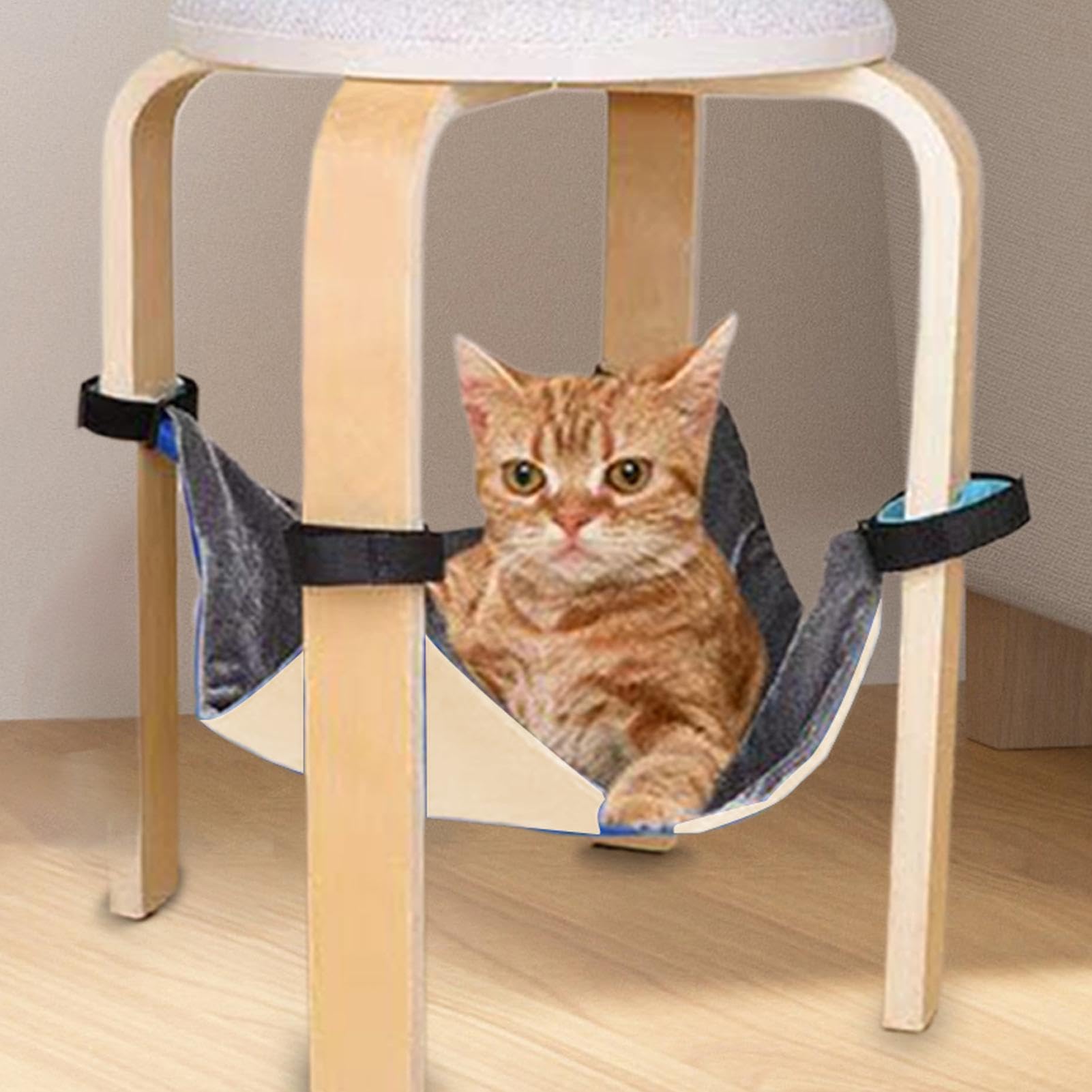 Cat Hammock, Adjustable Soft Swing 15.75x15.75 Inches, Double-Sided Comfortable Sleeping Pad, Breathable Resting Bed, Cage Hanging Accessory for Kittens, Small Pets, Rabbits