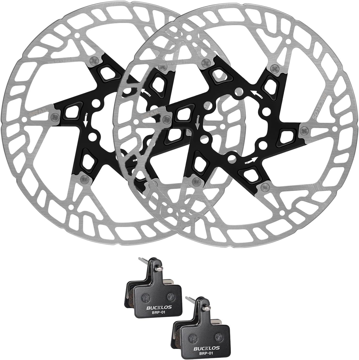 BUCKLOS 2 Pairs Semi Metallic Bike Brake Pads for TRP Tektro Shimano Deore Br-M575 M525 M515 T615 T675 M505 M495 and 160mm Floating Bike Disc Brake Rotor Stainless Steel Aluminum Alloy Bicycle Disc Br