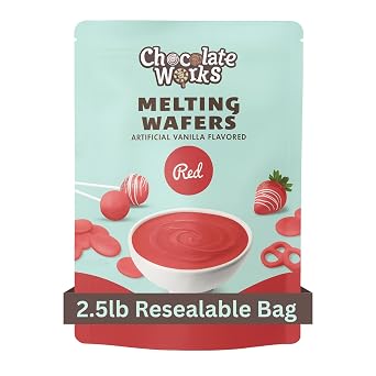 Chocolate Works Red Melting Chocolate Wafers, 2.5lb Pack of 1