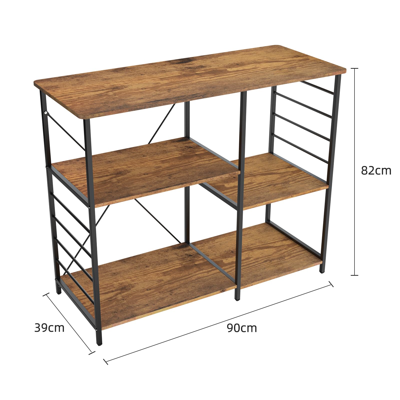 Étagère Micro Ondes Cuisine Arrangement Multi étagères Grande capacité avec Rangement pour Micro Onde et appareils Cuisine Plusieurs Tailles (Bois brûlé/Noir, 39 * 90 * 82cm)