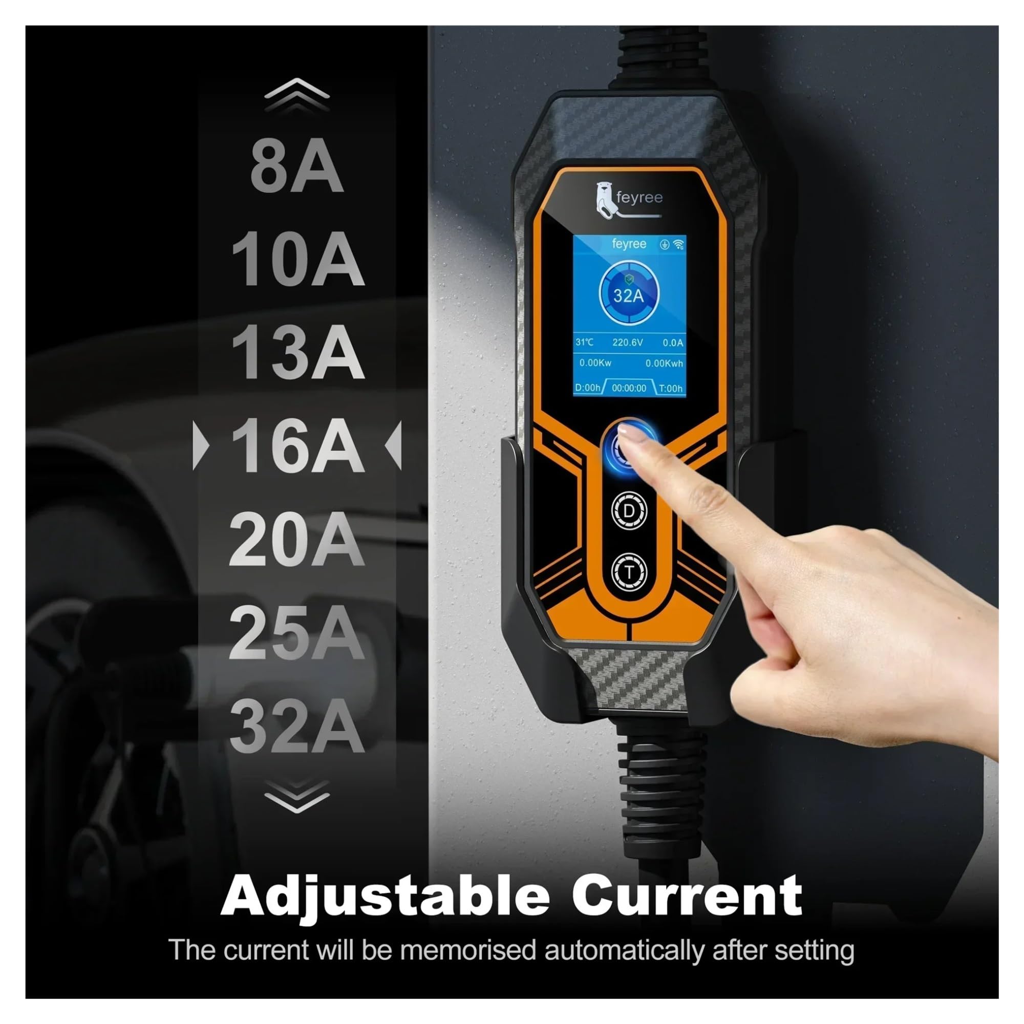 Amazon.co.jp: Type1 J1772 32A 7KW 1P ポータブル EV 充電器ウォール