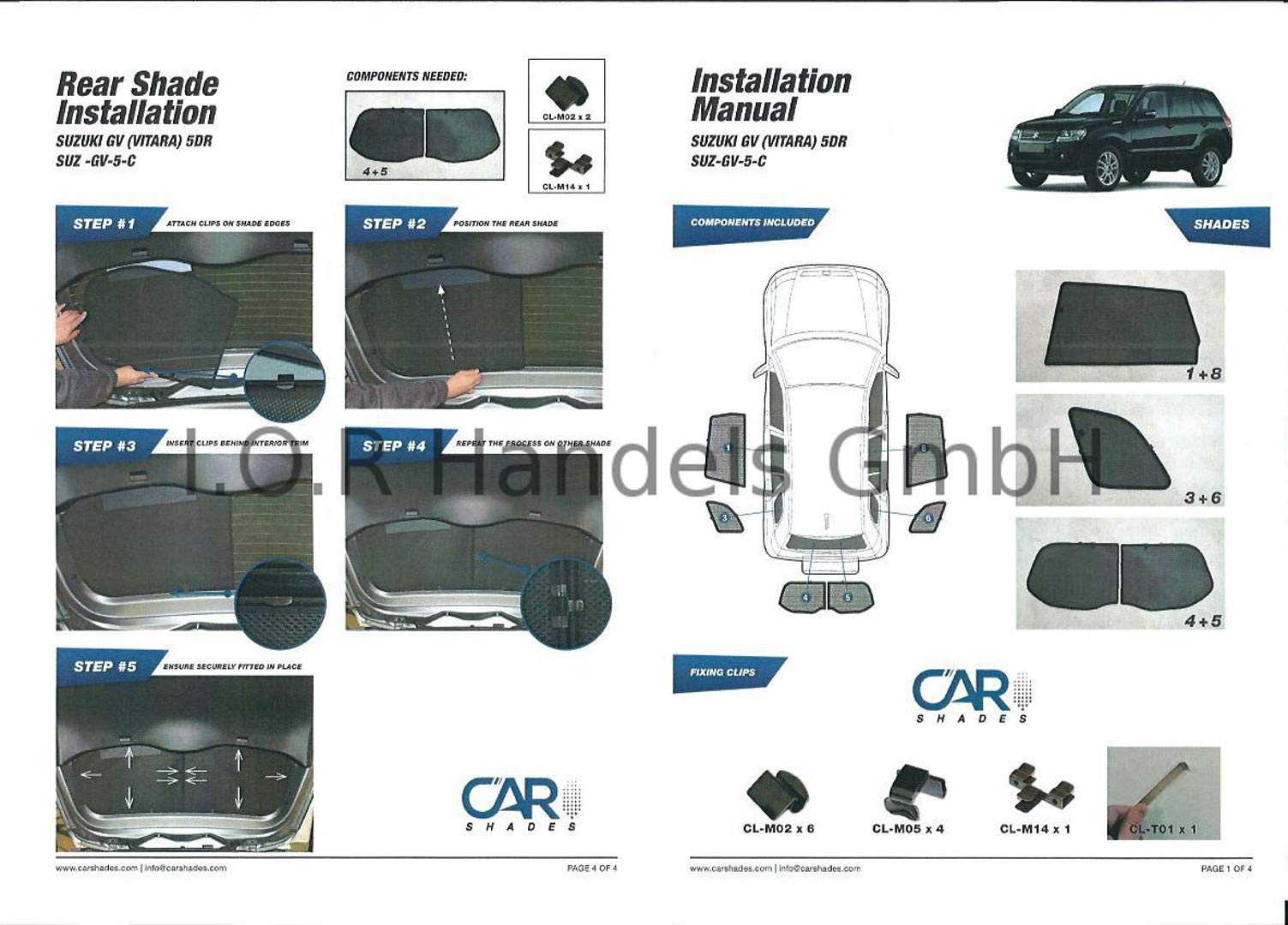 Set di Car Shades Compatibile con Suzuki Vitara 5-Porte 2015-2022 (6-Parti) Tendine Parasole su Misura
