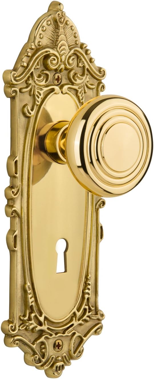 Nostalgic Warehouse Victorian Plate with Keyhole Deco Knob, Single Dummy, Polished Brass