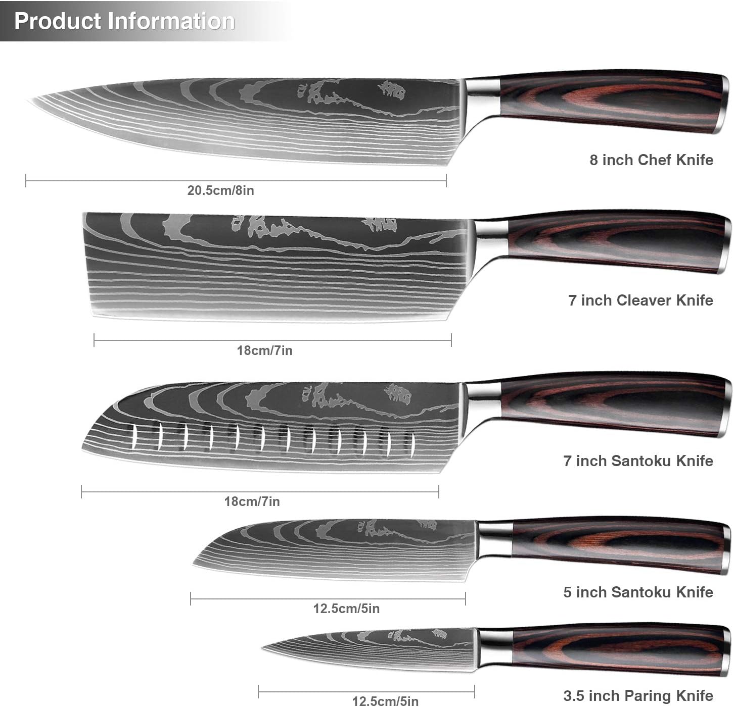 XITUO 5 Piece Kitchen chef Knife Set - High Carbon Stainless Steel Pakkawood Handle, Ultra Sharp Cooking Knife with Knife Sheath & Gift Box (5PCS Chef Knife Set)