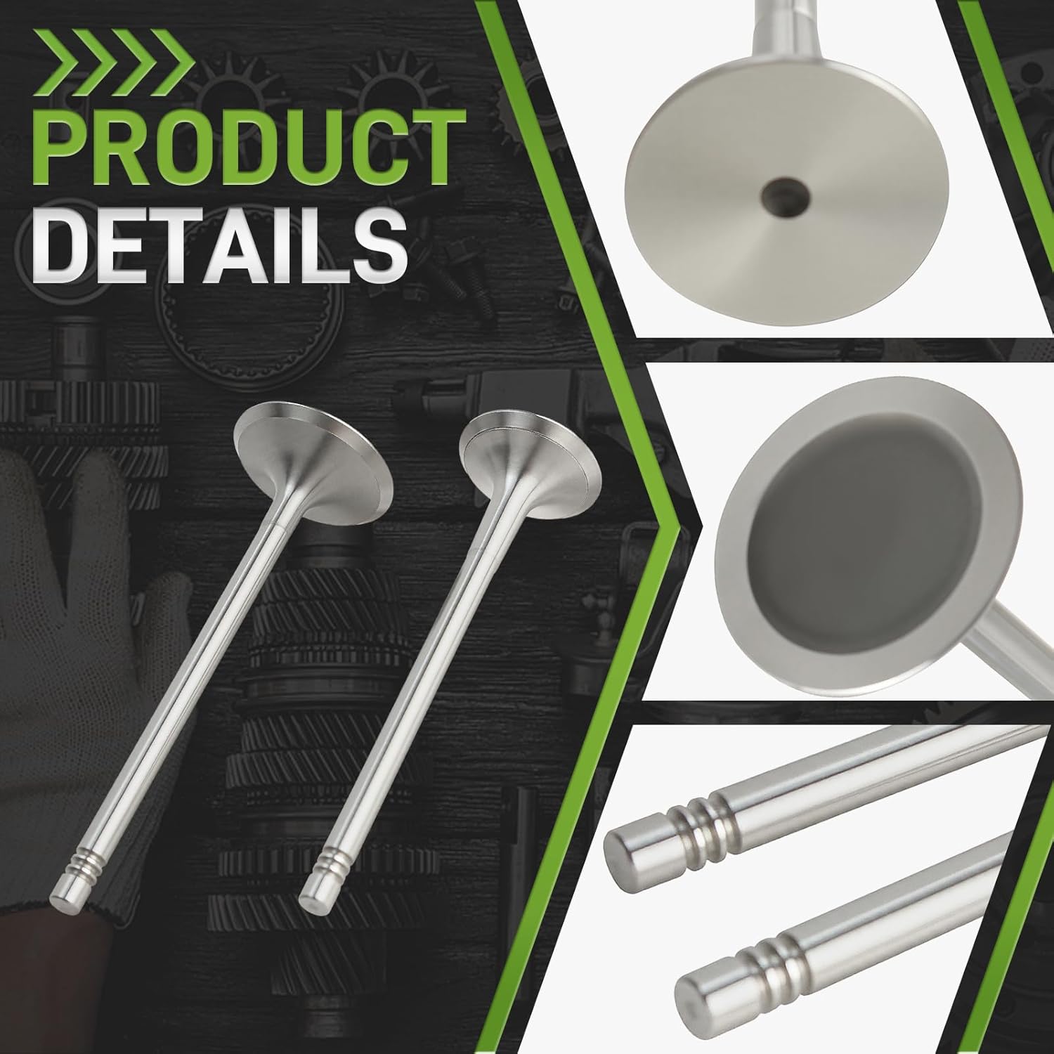 Engine Intake and Exhaust Valve Set Compatible with Audi VW 2.0T (FSI, TSI) 16pcs 06D109611H 06D109611T with 16pcs Valve Seals