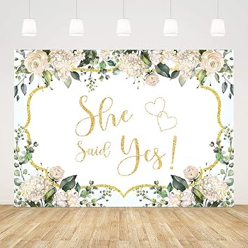 7x5ft She Said Yes Backdrop Pink Floral Bridal Shower Decorations Bachelorette Bride to Be Engagement Party Decorations CQ321 0