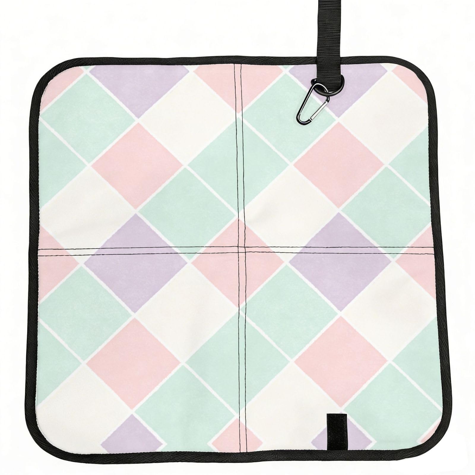 DUYIOKH Pastel Diamond Pattern Print Foldable Portable Seat Cushion for World Cup Games, Camping and Outdoor Activities