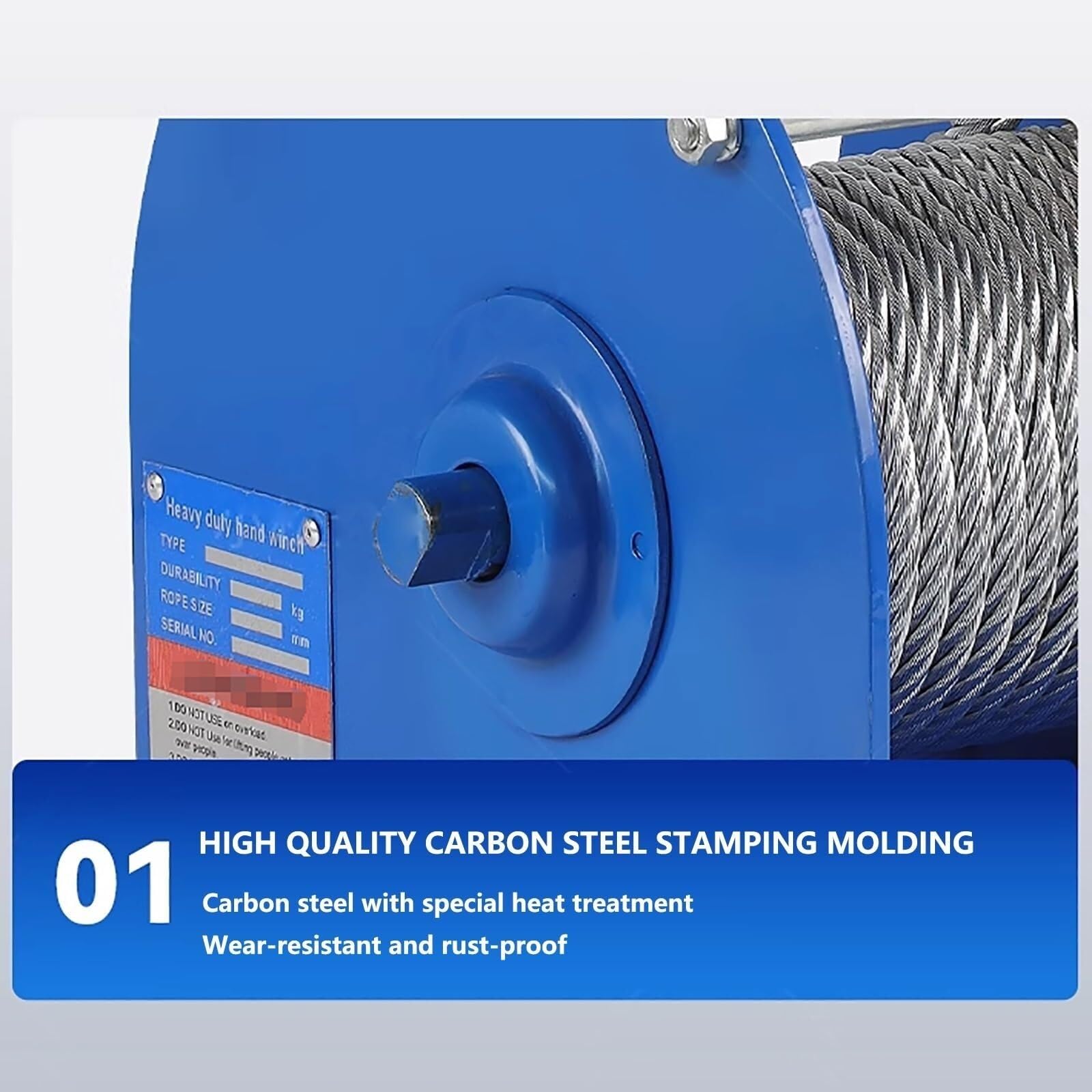 Heavy Du - Cabrestante manual 22:1 ar - Cable de acero de 20 m - Longitud del mango ajustable - Perfecto para remolques y remolques de barcos (capacidad de 500 kg)