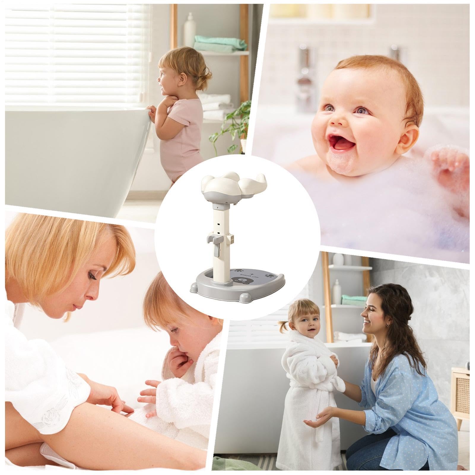 Soporte de ducha para niños – Ayudante ducha altura ajustable, soporte baño antideslizante para niños y niñas, plataforma asistencia estable, portátil ligero, debaño appartamento viaggi hotel